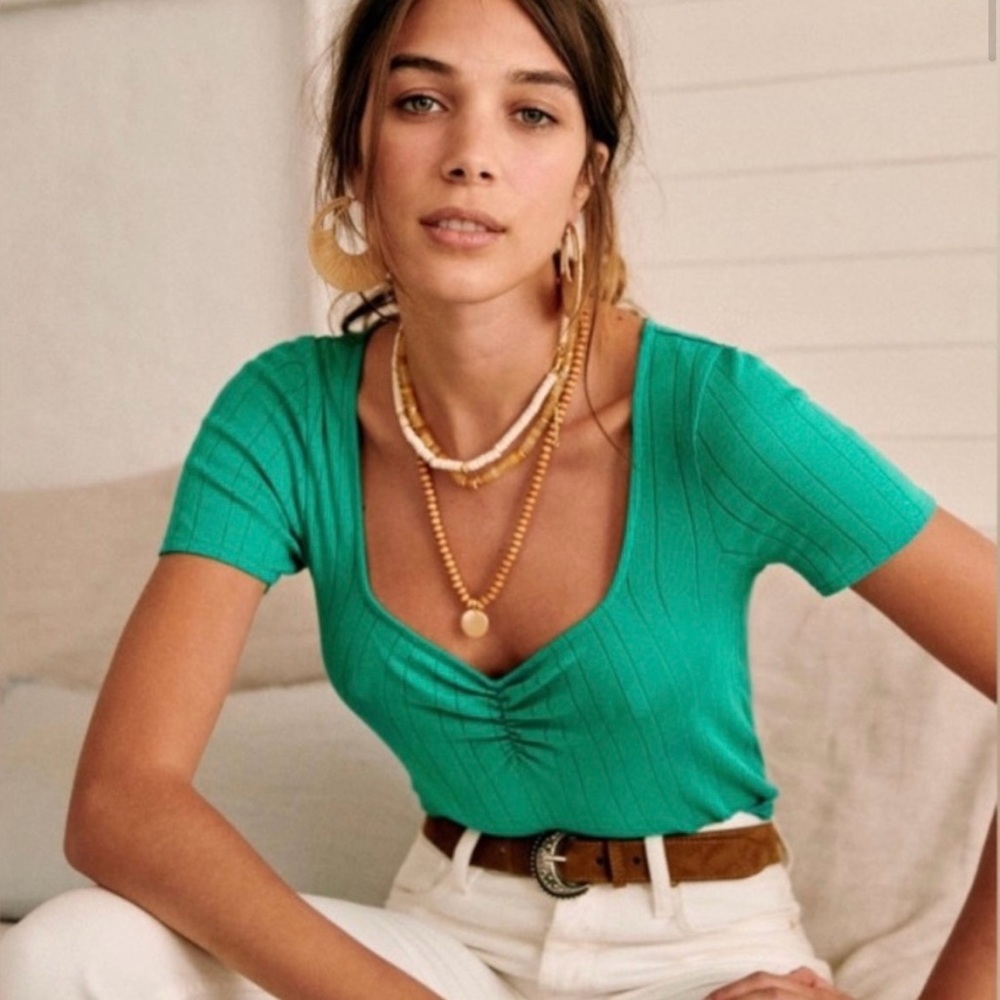 Sezane bright green top size S excellent condition!